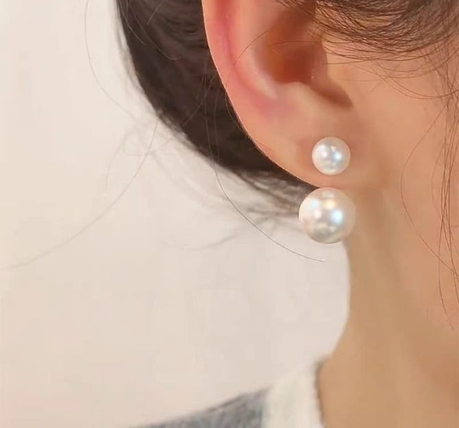 Simple Pearl Earring -- SA-15 - Image 2