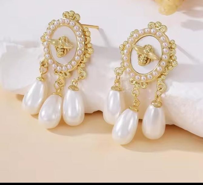 Ethnic Drop Pearl Earring -- SA-38