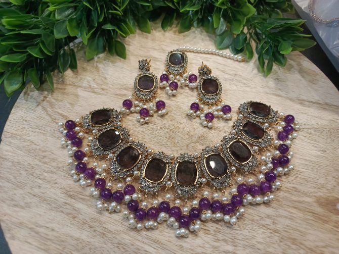 Ethnic Double Stone Bridal set -- SJ-16 - Image 3